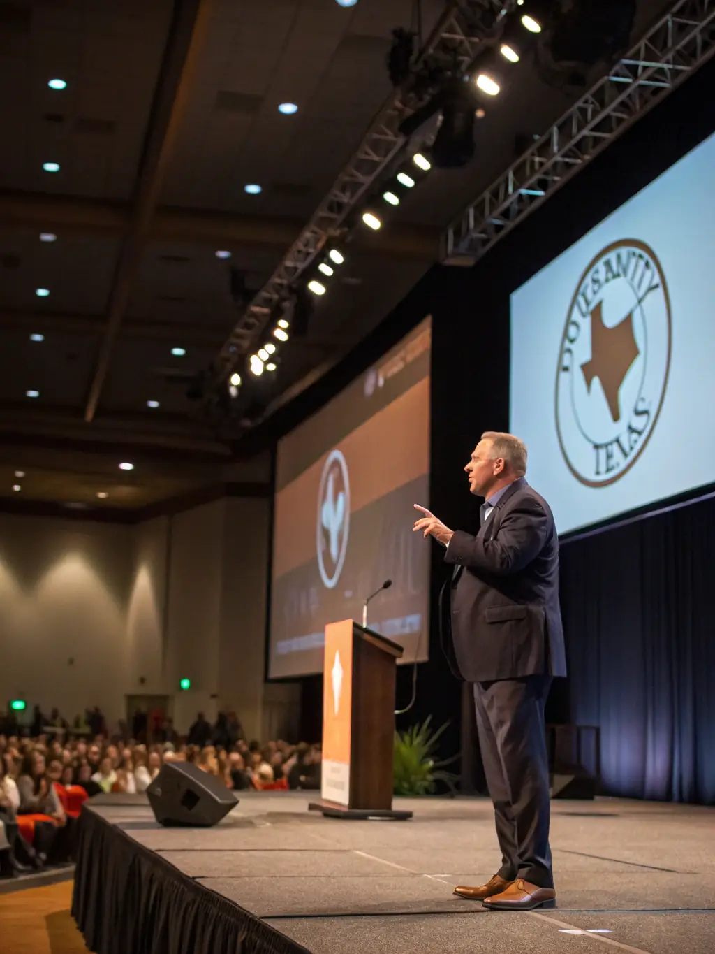 A South African business leader confidently addressing a crowd, showcasing apexuno's focus on empowering local talent.